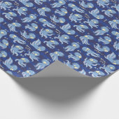 Boo Octopus Blue Cute Kids Birthday Cadeaupapier (Hoek)