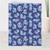 Boo Octopus Blue Cute Kids Birthday Kaart (Achterkant)