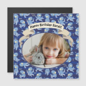 Boo Octopus Blue Cute Kids Birthday Party (Voorkant / Achterkant)