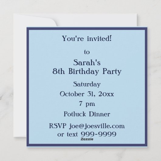 Boo Octopus Blue Cute Kids Birthday Party Invite Feestdagenkaart (Achterkant)