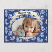 Boo Octopus Blue Cute Kinderen die je missen Feestdagenkaart (Voorkant)