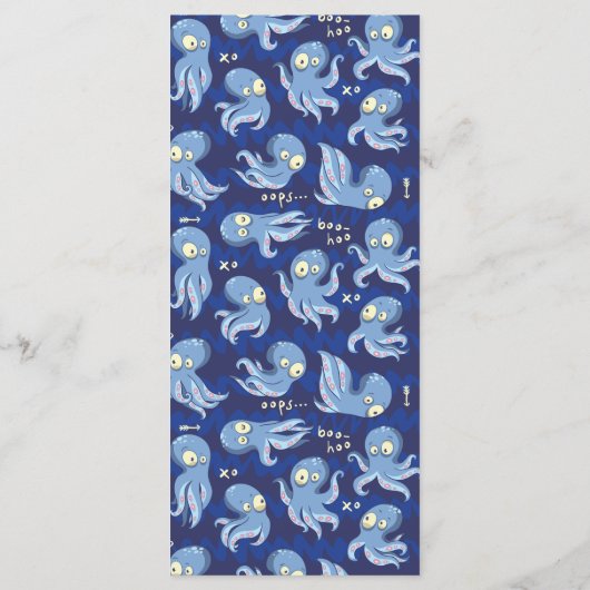 Boo Octopus Blue Kinder Baby shower Programmakaart (Achterkant)
