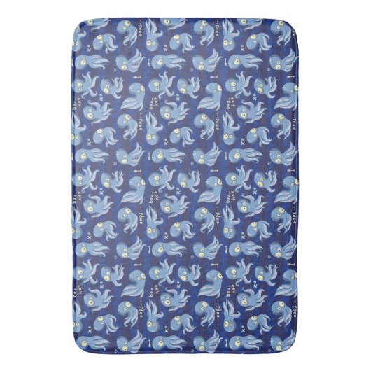 Boo Octopus Blue Kinder Clothing & Décor Badmat (Voorkant Verticaal)