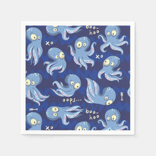 Boo Octopus Blue Kinder Clothing & Décor Servet (Voorkant)
