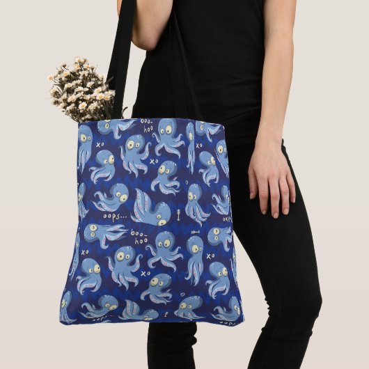 Boo Octopus Blue Kinder Clothing & Décor Tote Bag (Dichtbij)