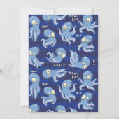 Boo Octopus Blue Retro Baby shower Uitnodiging (Achterkant)