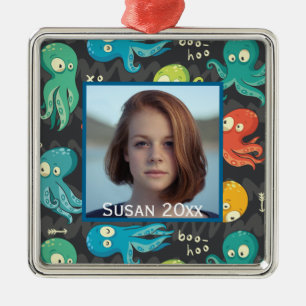 Boo Octopus Cute Colorful Kinder Foto Metalen Ornament