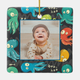 Boo Octopus Cute Colorful Kinder Persoonlijke foto Keramisch Ornament