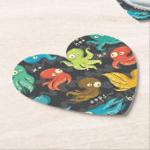 Boo Octopus Cute Multicolor Kinder Clothing & Déco Kartonnen Onderzetters (Gekanteld)