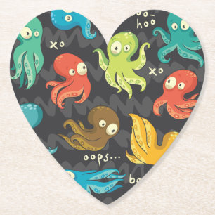 Boo Octopus Cute Multicolor Kinder Clothing & Déco Kartonnen Onderzetters