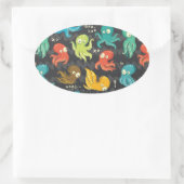 Boo Octopus Cute Multicolor Kinder Clothing & Déco Ovale Sticker (Tas)