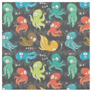 Boo Octopus Cute Multicolor Kinder Clothing & Déco Stof