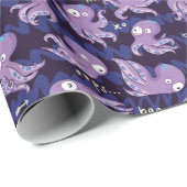 Boo Octopus Cute Paarse Kinder Clothing & Décor Cadeaupapier (Rol Hoek)