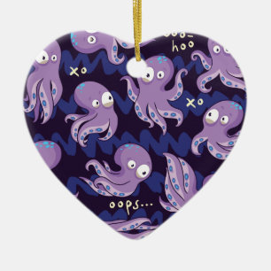 Boo Octopus Cute Paarse Kinder Clothing & Décor Keramisch Ornament
