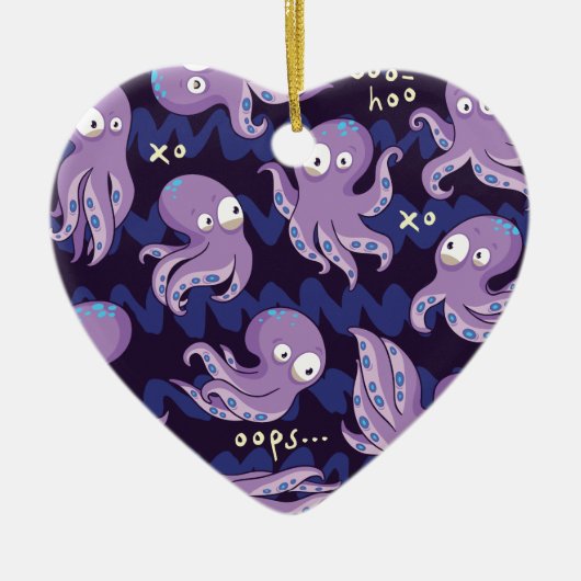 Boo Octopus Cute Paarse Kinder Clothing & Décor Keramisch Ornament (Voorkant)