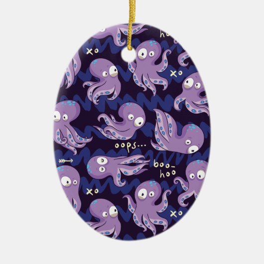 Boo Octopus Cute Paarse Kinder Clothing & Décor Keramisch Ornament (Voorkant)