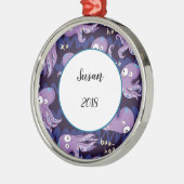 Boo Octopus Cute Paarse Kinder Clothing & Décor Metalen Ornament (Links)