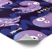 Boo Octopus Cute Paarse Kinder Clothing & Décor Poster (Hoek)