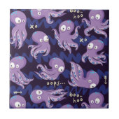 Boo Octopus Cute Paarse Kinder Clothing & Décor Tegeltje (Voorkant)