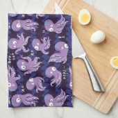 Boo Octopus Cute Paarse Kinder Clothing & Décor Theedoek (Quarter Fold)