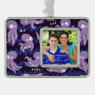 Boo Octopus Cute Paarse Kinder Clothing & Décor Verzilverd Omlijst Ornament