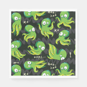 Boo Octopus Green Kinder Clothing & Décor Servet