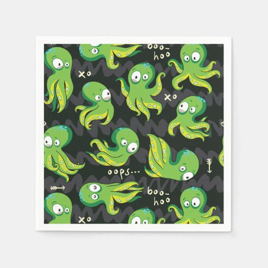 Boo Octopus Green Kinder Clothing & Décor Servet (Voorkant)