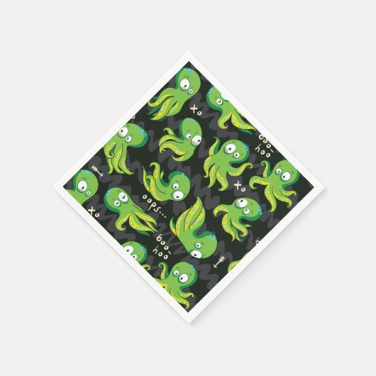 Boo Octopus Green Kinder Clothing & Décor Servet (Hoek)