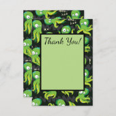 Boo Octopus Groen Kinderkleding & Décor Bedankkaart (Voorkant / Achterkant)