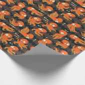 Boo Octopus Oranje en zwart Kinder Kleding en kled Cadeaupapier (Hoek)