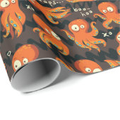 Boo Octopus Oranje en zwart Kinder Kleding en kled Cadeaupapier (Rol Hoek)