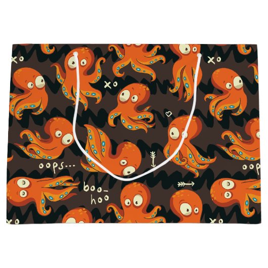Boo Octopus Oranje en zwart Kinder Kleding en kled Groot Cadeauzakje (Voorkant)