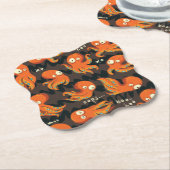 Boo Octopus Oranje en zwart Kinder Kleding en kled Kartonnen Onderzetters (Gekanteld)