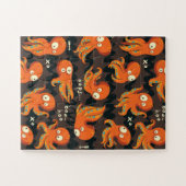 Boo Octopus Oranje en zwart Kinder Kleding en kled Legpuzzel (Horizontaal)