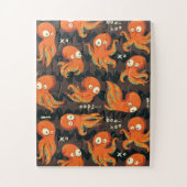 Boo Octopus Oranje en zwart Kinder Kleding en kled Legpuzzel (Verticaal)