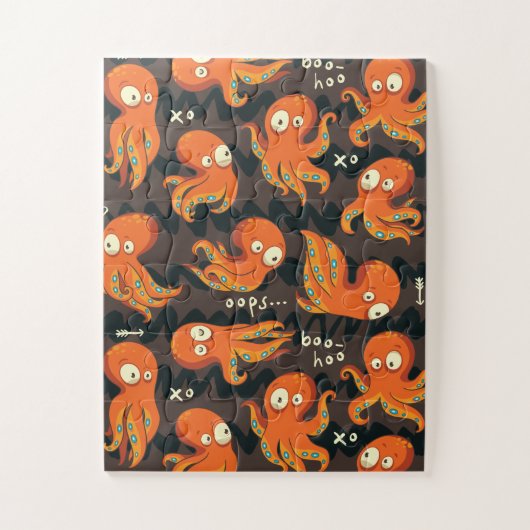 Boo Octopus Oranje en zwart Kinder Kleding en kled Legpuzzel (Verticaal)