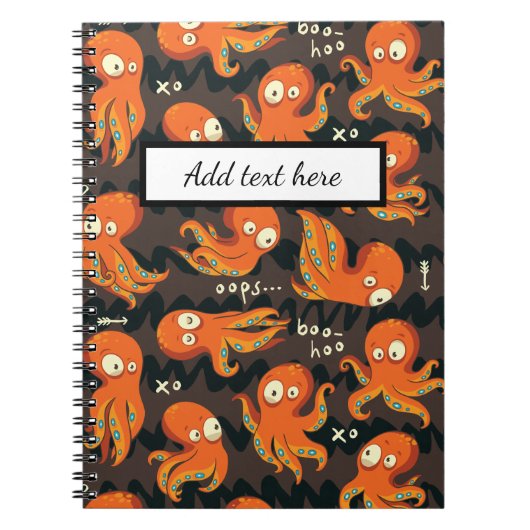 Boo Octopus Oranje en zwart Kinder Kleding en kled Notitieboek (Voorkant)