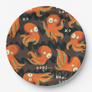 Boo Octopus Oranje en zwart Kinder Kleding en kled Papieren Bordje