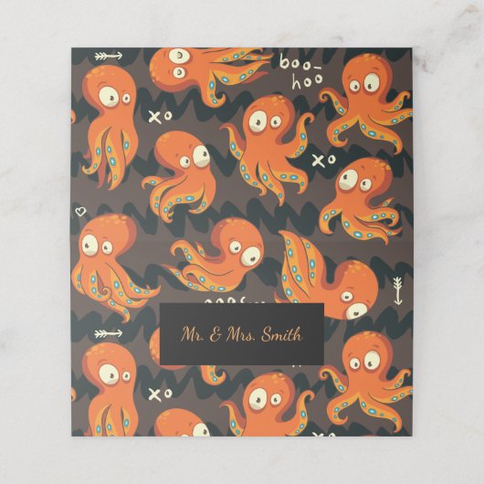 Boo Octopus Oranje en zwart Kinder Kleding en kled Plaatskaartje (Buitenkant ongevouwen)