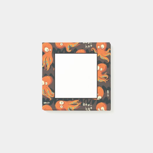 Boo Octopus Oranje en zwart Kinder Kleding en kled Post-it® Notes (Voorkant)