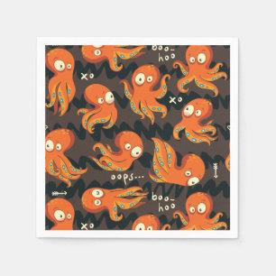 Boo Octopus Oranje en zwart Kinder Kleding en kled Servet