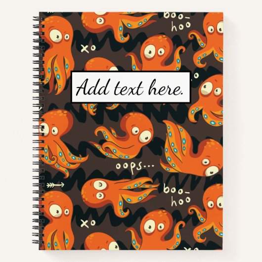 Boo Octopus Oranje & Zwarte Kinderkleding & Décor Notitieboek (Voorkant)