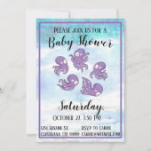 Boo Octopus Paarse Baby shower Uitnodiging (Voorkant)