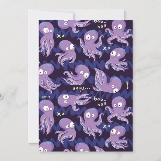 Boo Octopus Paarse Baby shower Uitnodiging (Achterkant)
