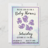 Boo Octopus Paarse Baby shower Uitnodiging (Voorkant)