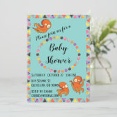 Boo Octopus Sinaasappel & Zwart Baby shower Uitnod Kaart (Staand voorkant)