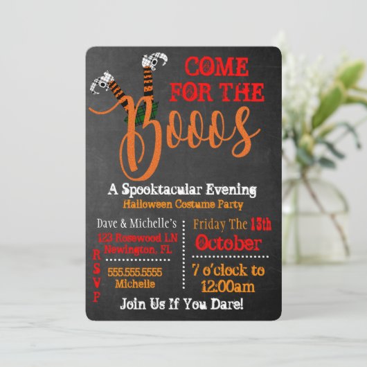 Boo on Booze en Boo Halloween Party Invitation Kaart (Staand voorkant)