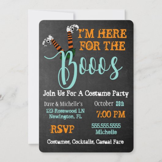 Boo on Booze en Boos Halloween Party Invitation Kaart (Voorkant)