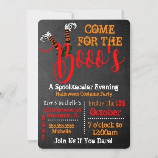 Boo on Halloween Booze and Boo's Cocktail Party Kaart (Voorkant)
