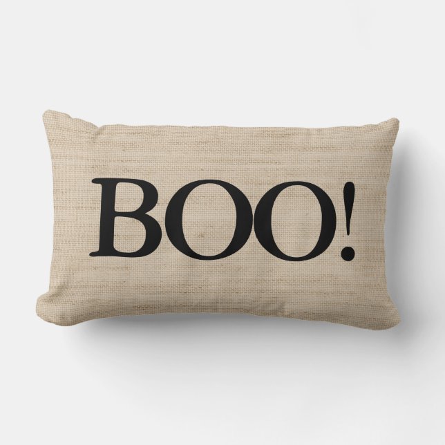 BOO op Burlap Halloween Pillow Kussen (Voorkant)